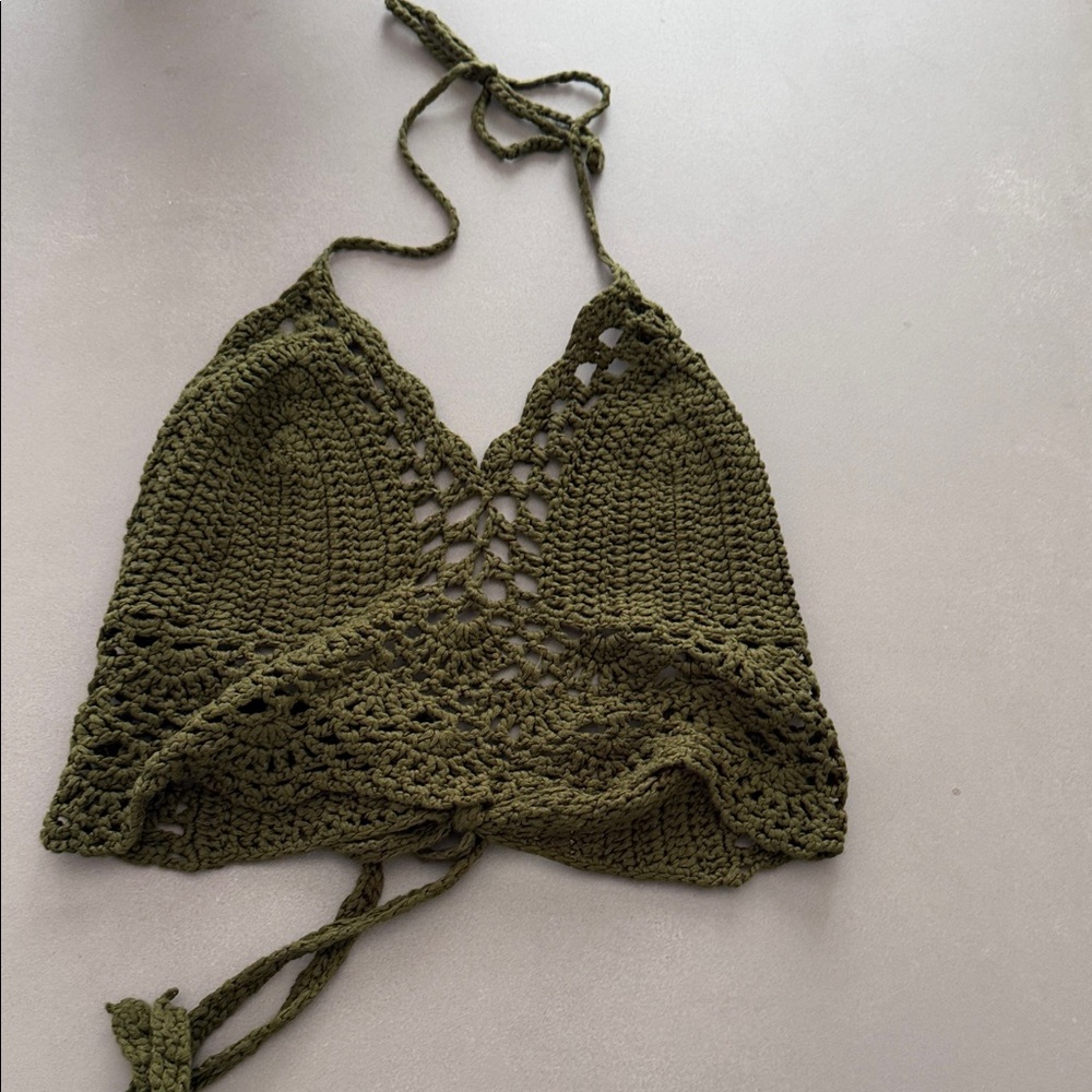 Green Crochet Halter Top